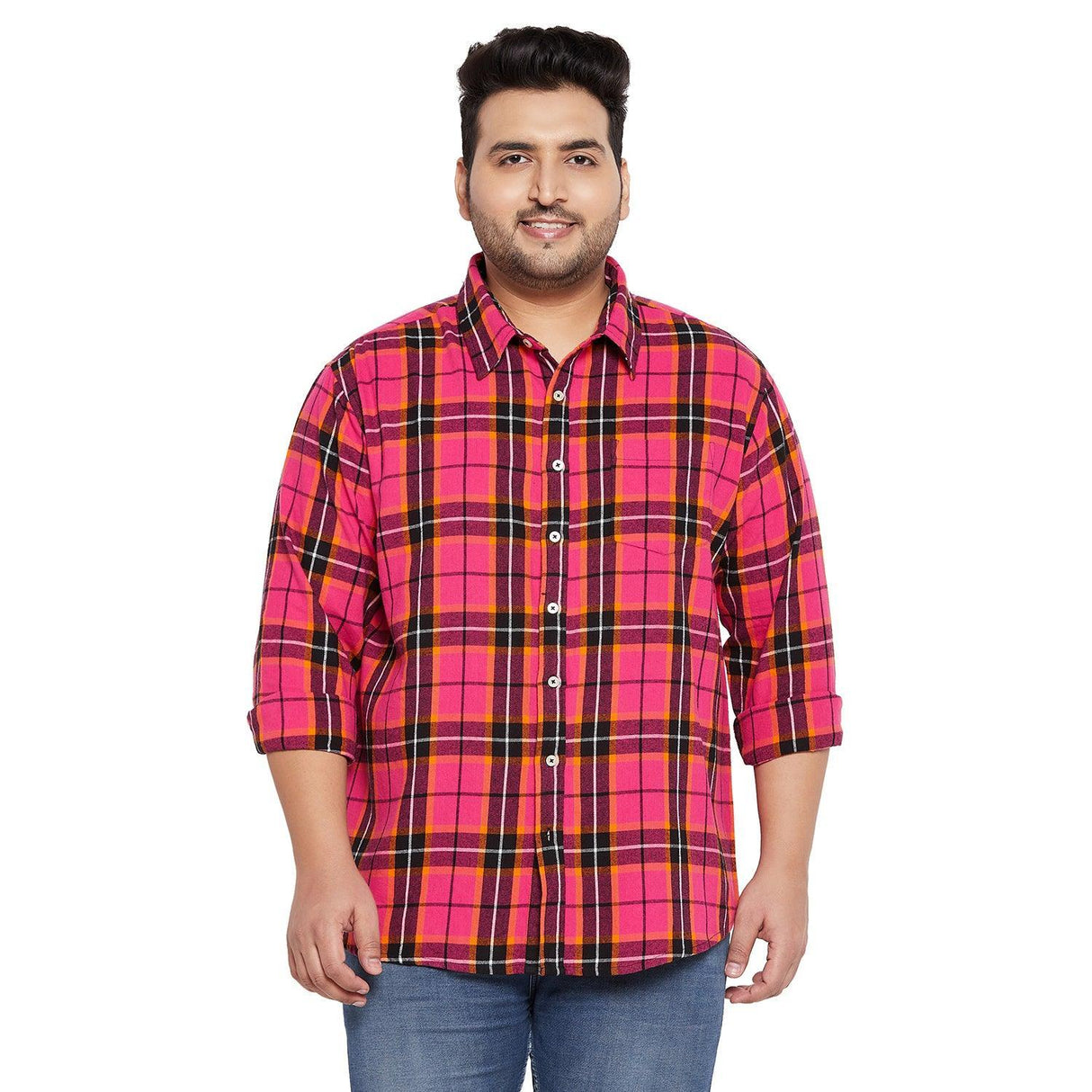 Men Plus Size Turin Check Shirt - bigbanana