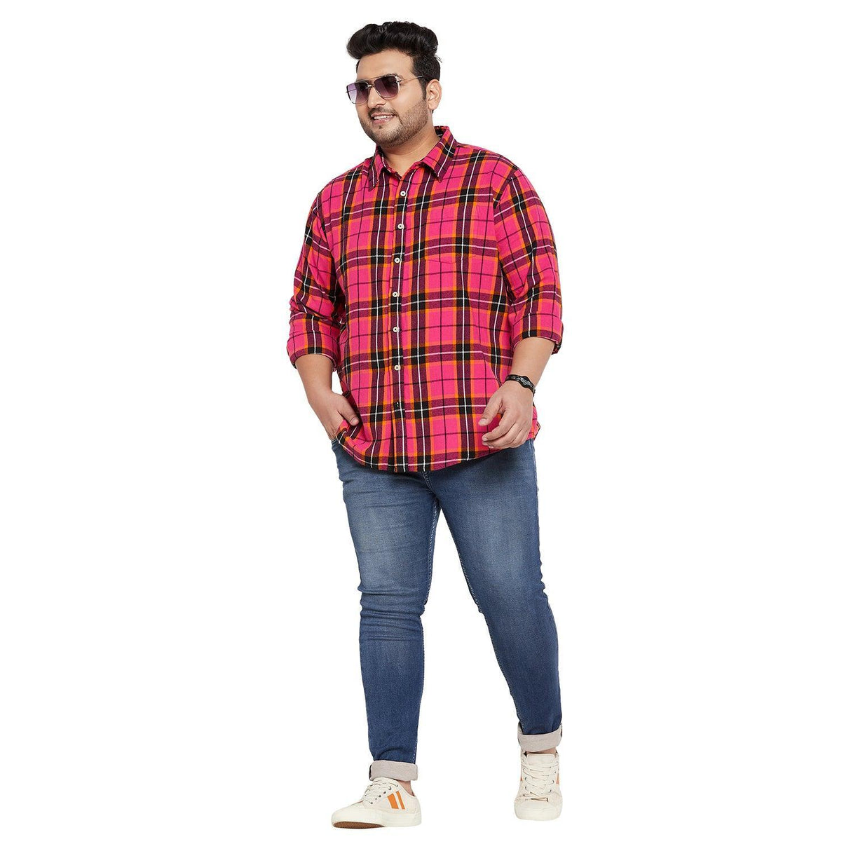 Men Plus Size Turin Check Shirt - bigbanana
