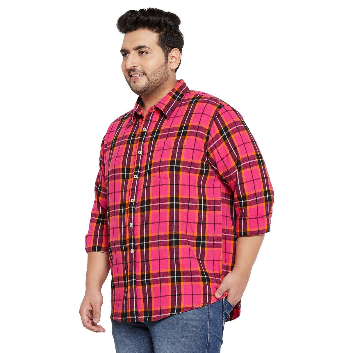 Men Plus Size Turin Check Shirt - bigbanana