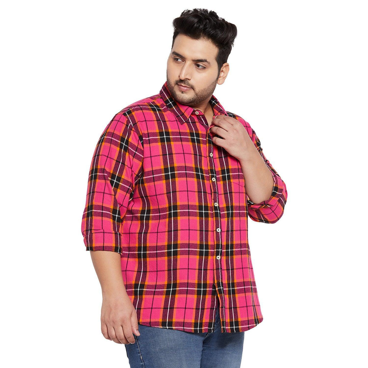 Men Plus Size Turin Check Shirt - bigbanana