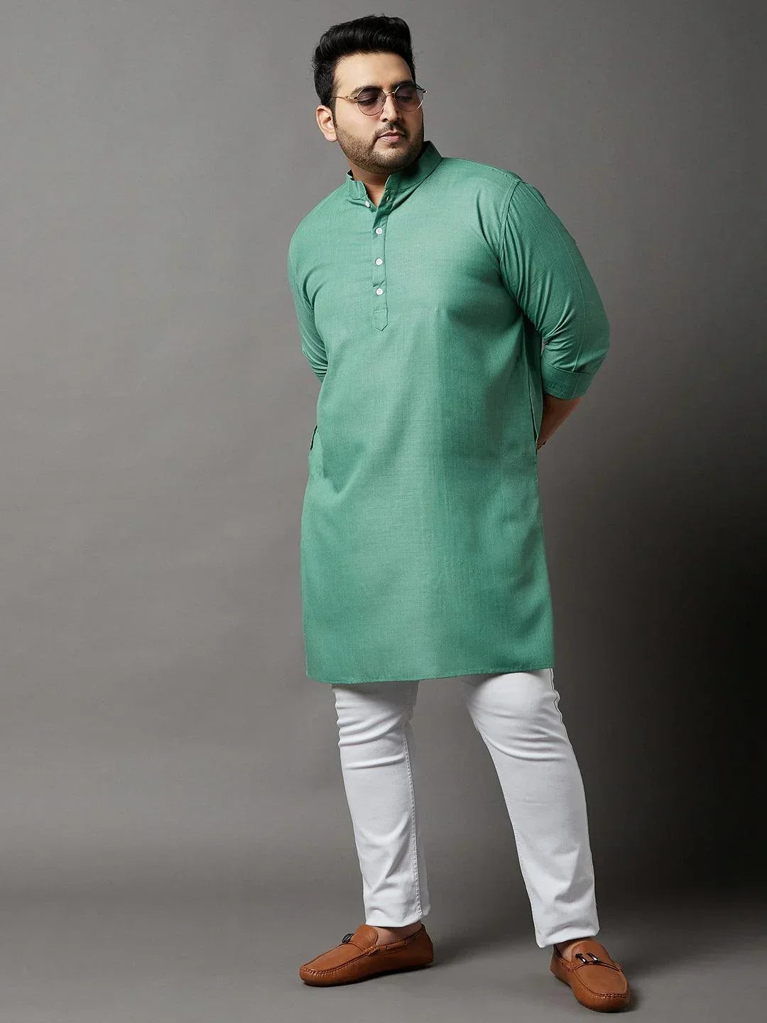 Men Plus Size Ullas Solid Kurta - bigbanana