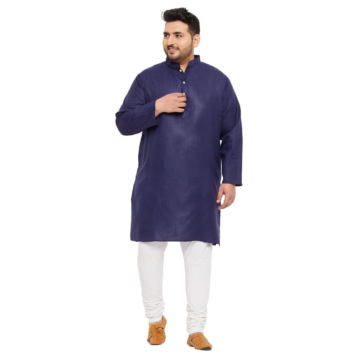 Men Plus Size Ullas-NB Solid Kurta - bigbanana