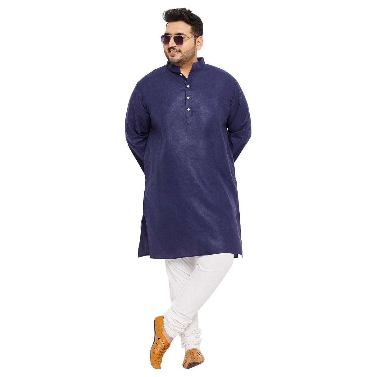 Men Plus Size Ullas-NB Solid Kurta - bigbanana