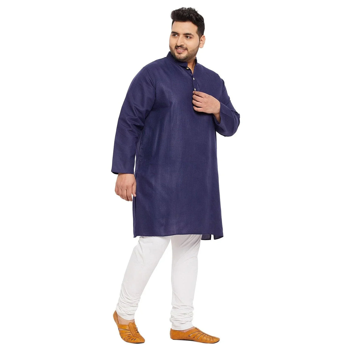 Men Plus Size Ullas-NB Solid Kurta - bigbanana