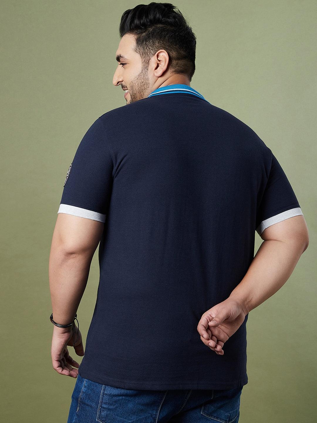 Men Plus Size Valve Colorblock Polo Tshirt - bigbanana