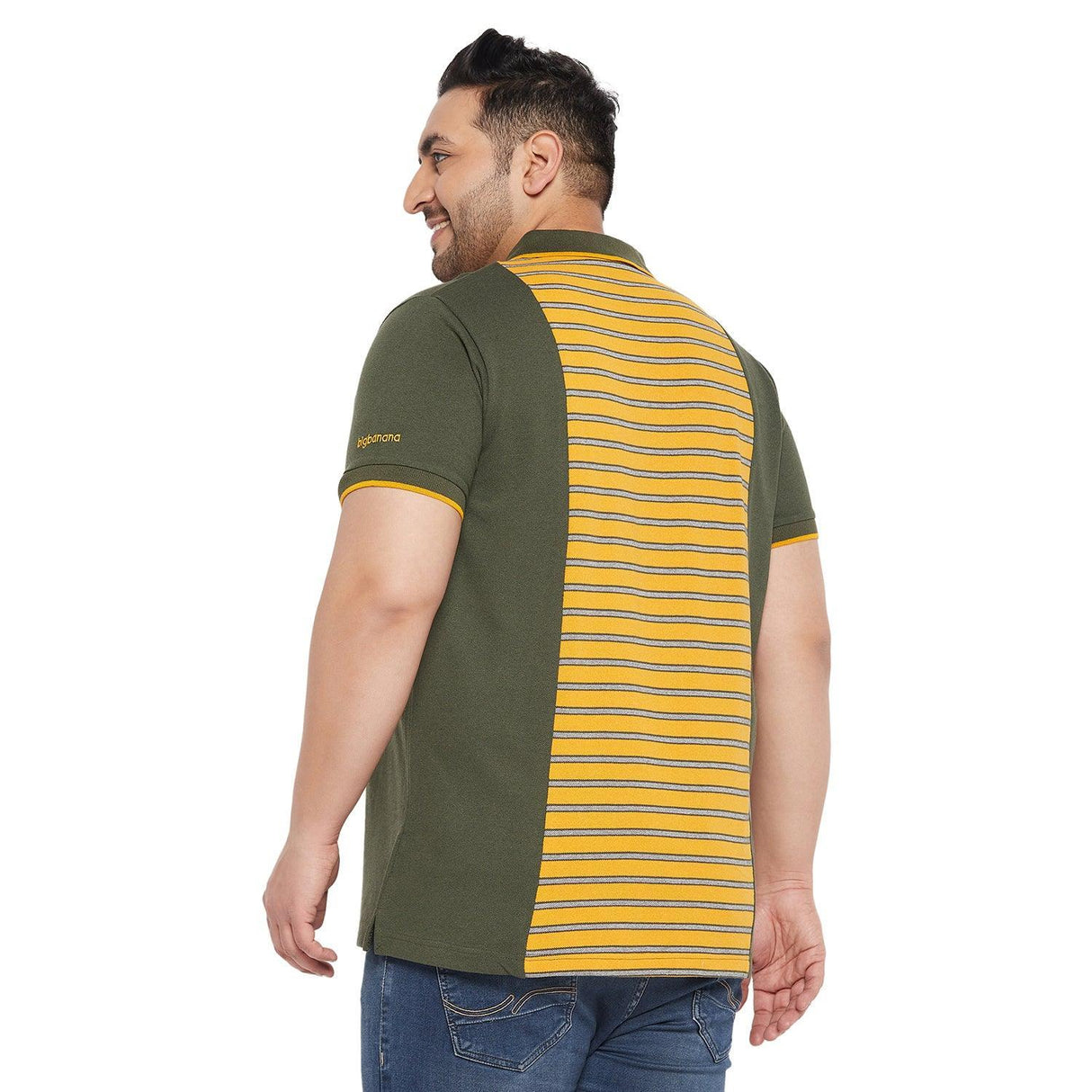 Men Plus Size Varsity Colorblock Polo Tshirt - bigbanana