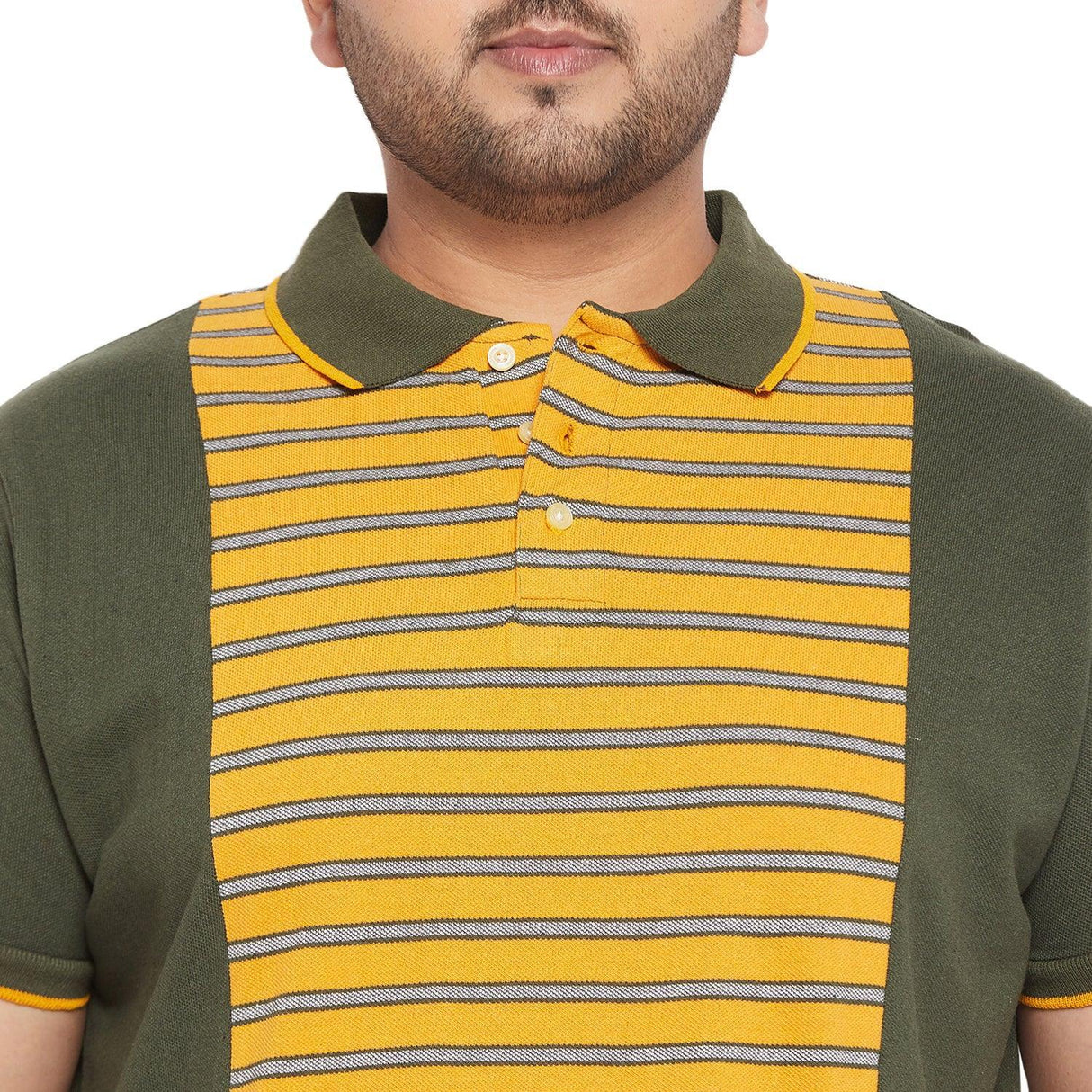 Men Plus Size Varsity Colorblock Polo Tshirt - bigbanana