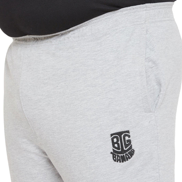 Plus size men's light grey joggers with pocket and BG Bananas logo detail