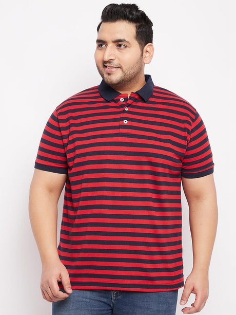 Men Plus Size Wally Striped Polo Tshirt - bigbanana