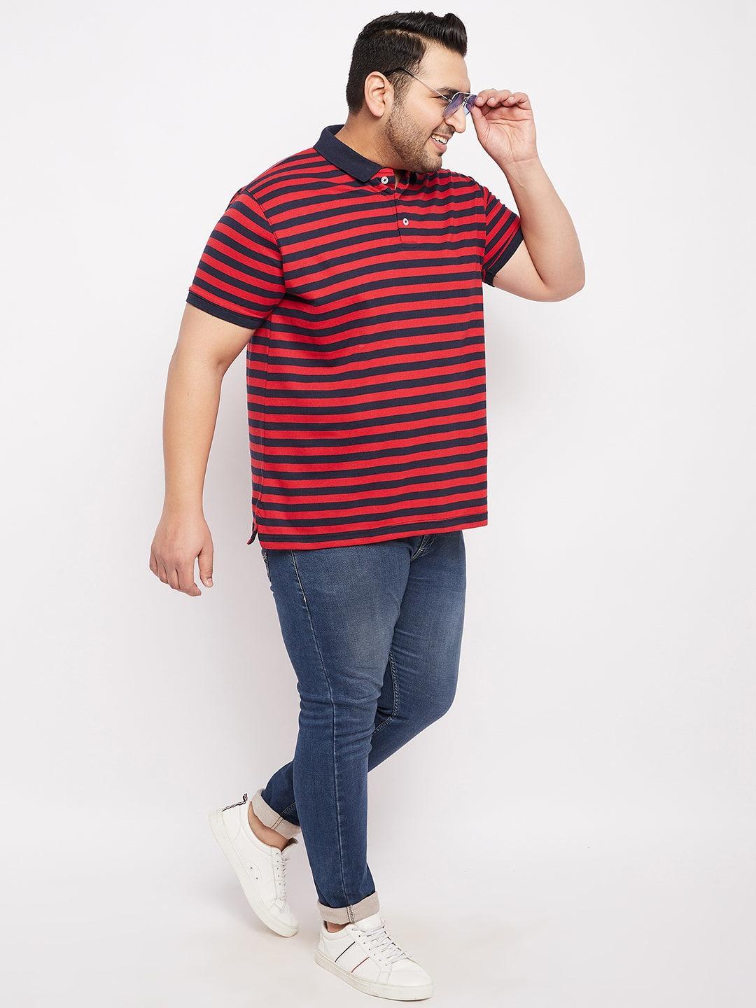 Men Plus Size Wally Striped Polo Tshirt - bigbanana