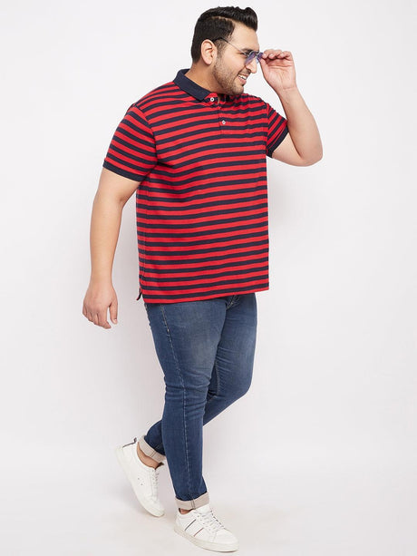 Men Plus Size Wally Striped Polo Tshirt - bigbanana