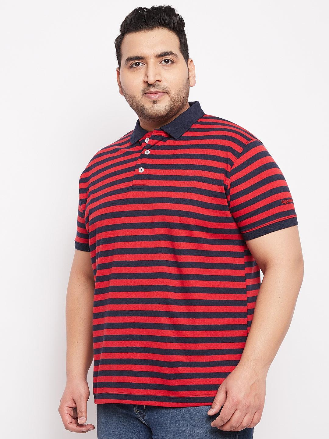 Men Plus Size Wally Striped Polo Tshirt - bigbanana