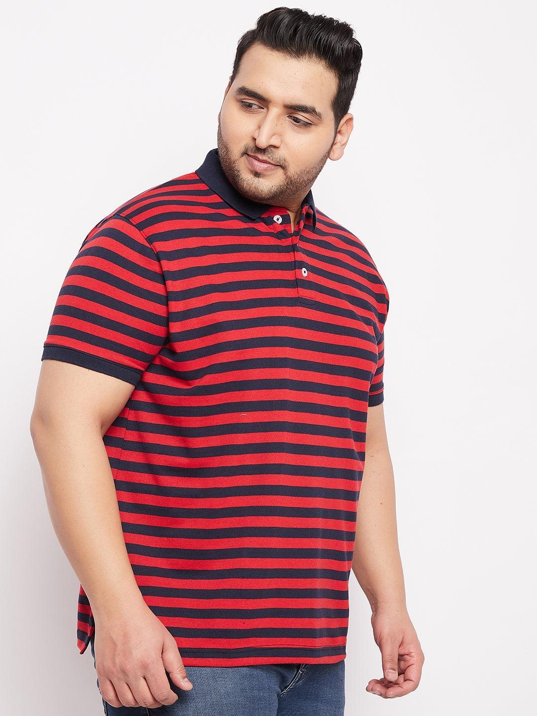 Men Plus Size Wally Striped Polo Tshirt - bigbanana