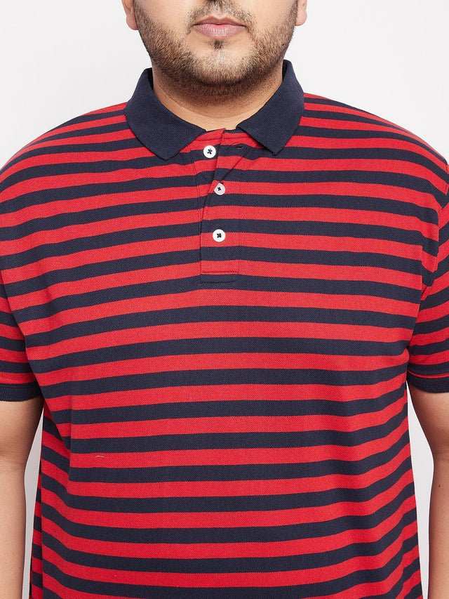Men Plus Size Wally Striped Polo Tshirt - bigbanana