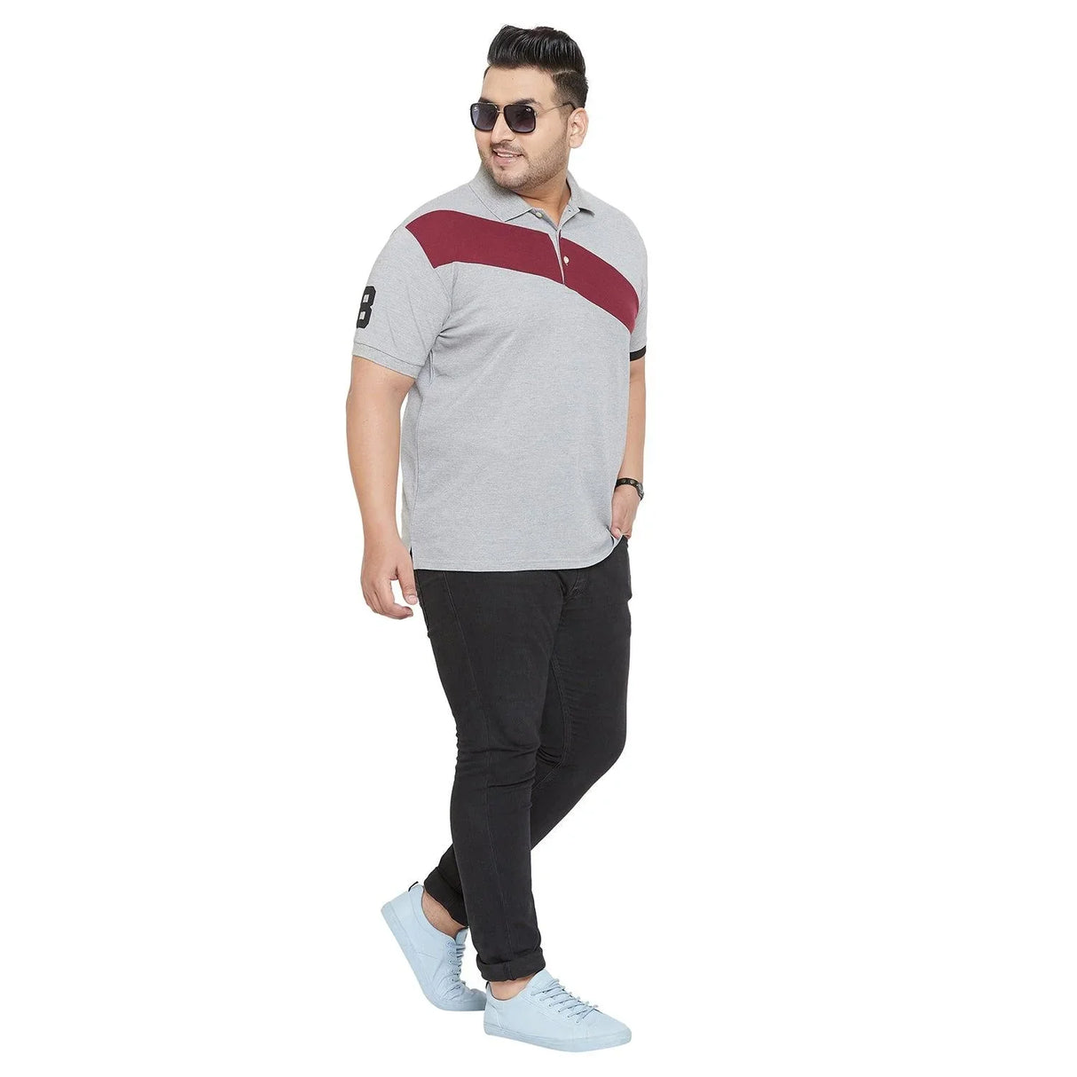 Men Plus Size Wicks Colorblock Polo Tshirt - bigbanana