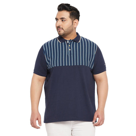 Men Plus Size Wreck Colorblock Polo Tshirt - bigbanana