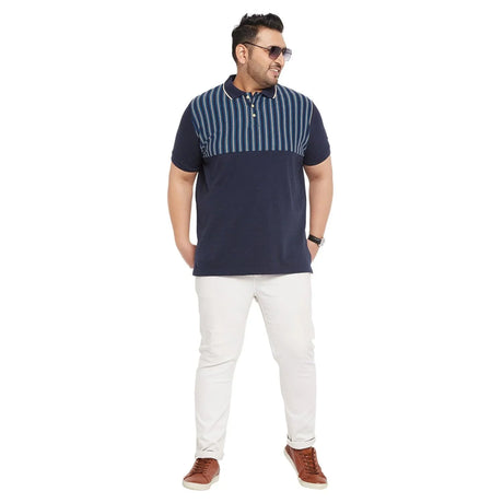 Men Plus Size Wreck Colorblock Polo Tshirt - bigbanana