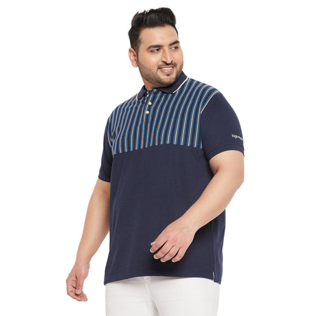 Men Plus Size Wreck Colorblock Polo Tshirt - bigbanana