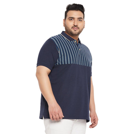 Men Plus Size Wreck Colorblock Polo Tshirt - bigbanana