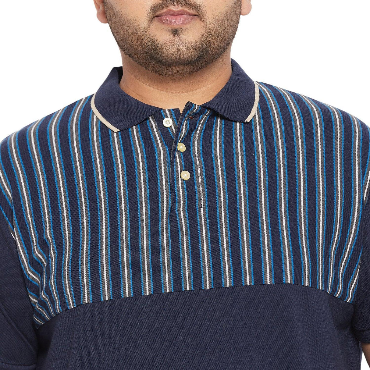 Men Plus Size Wreck Colorblock Polo Tshirt - bigbanana