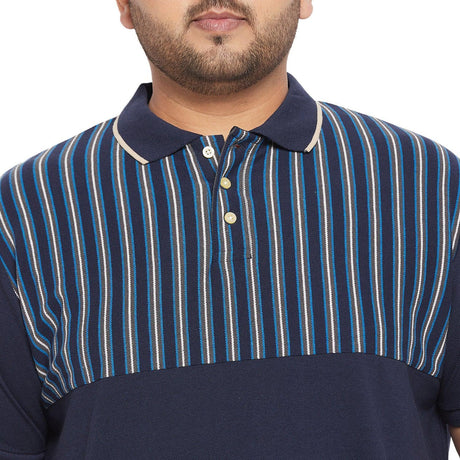 Men Plus Size Wreck Colorblock Polo Tshirt - bigbanana