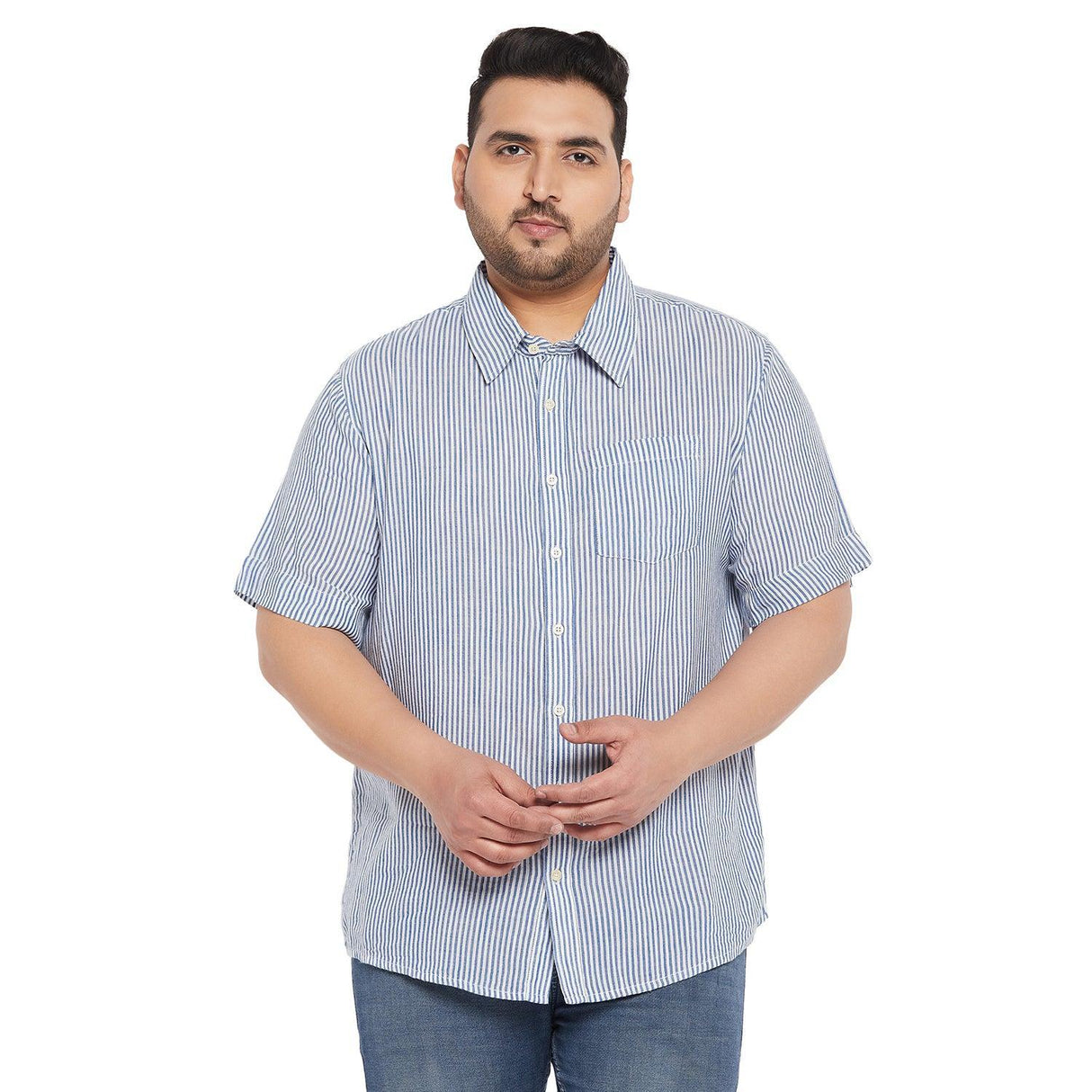 Men Plus Size Zach Striped Shirt - bigbanana