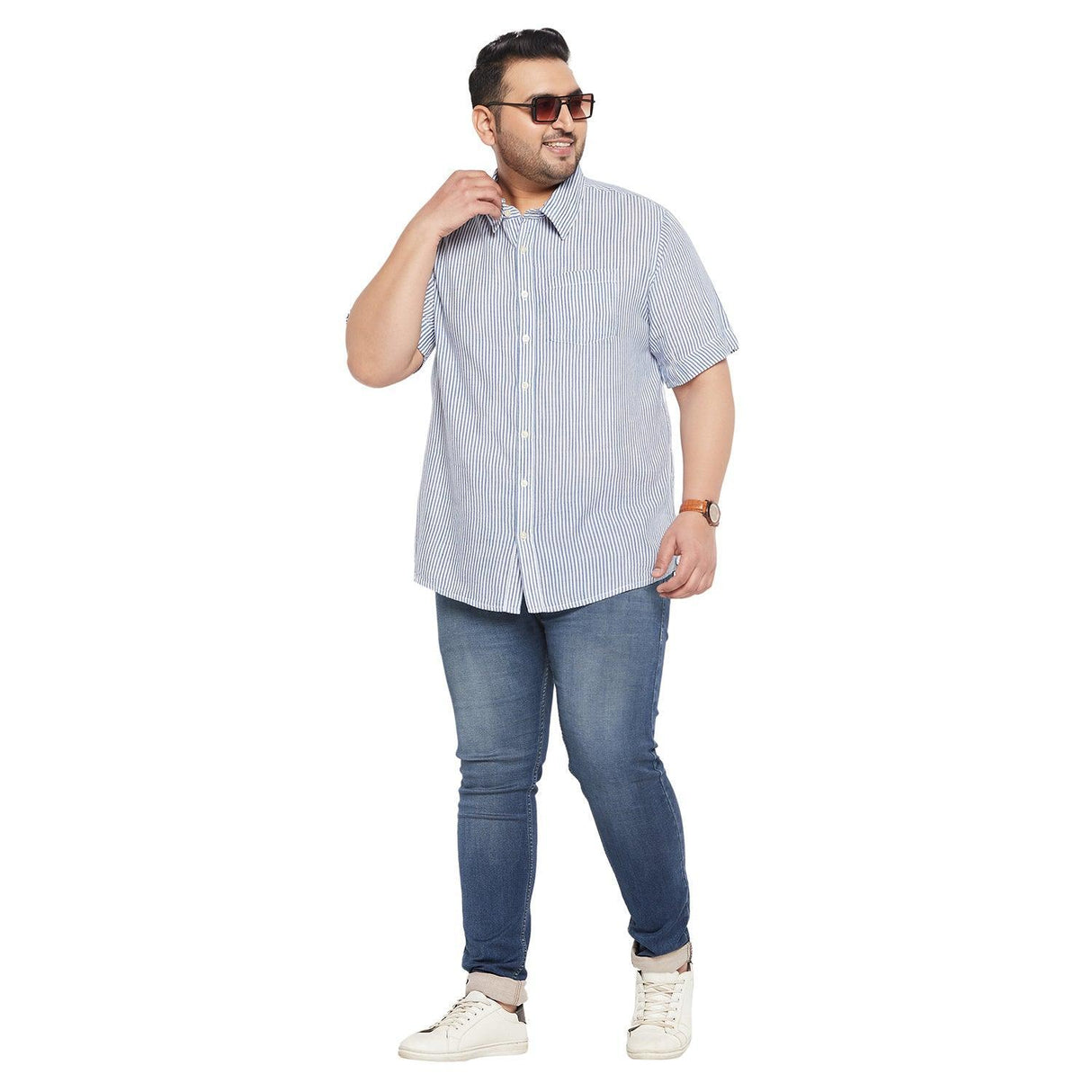 Men Plus Size Zach Striped Shirt - bigbanana