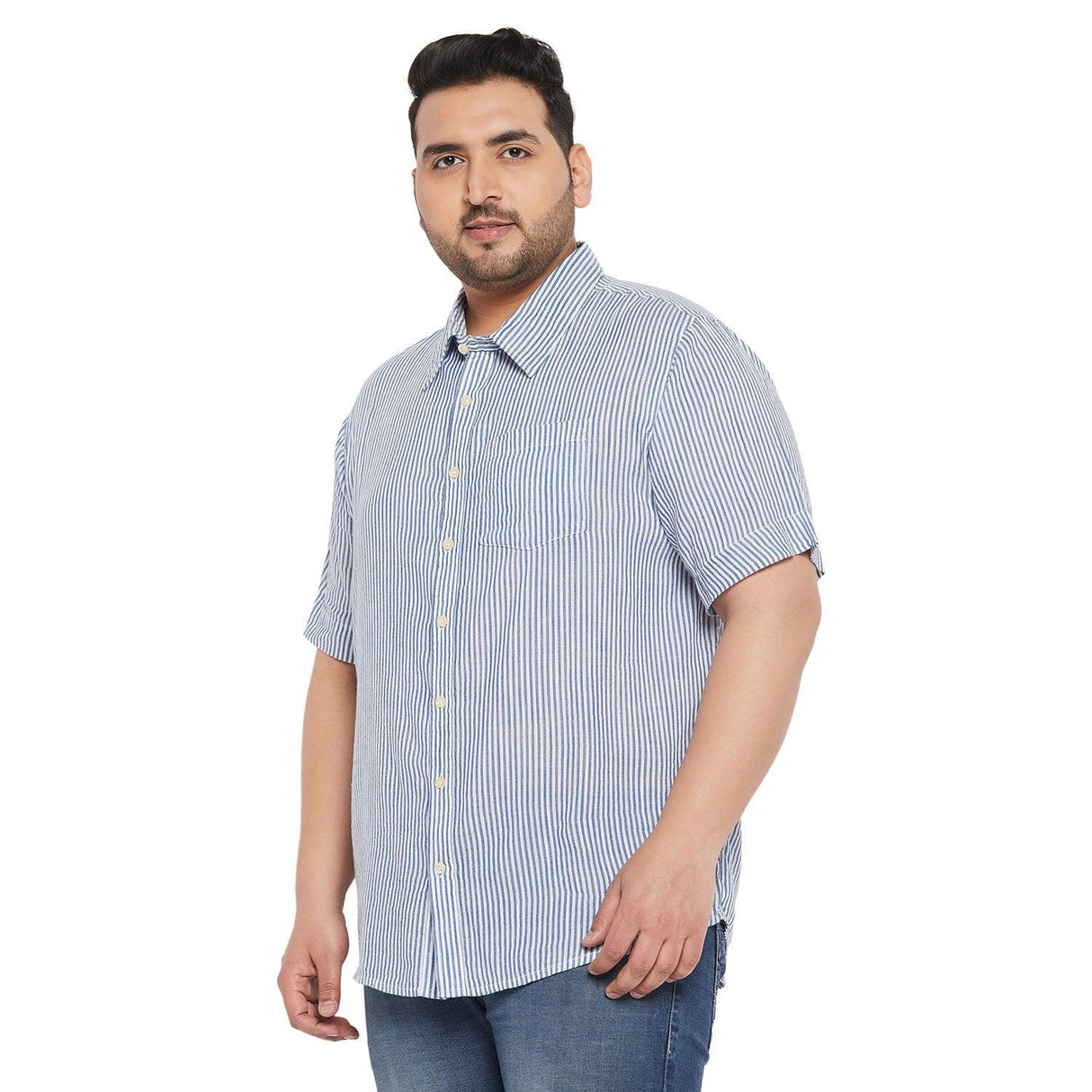 Men Plus Size Zach Striped Shirt - bigbanana