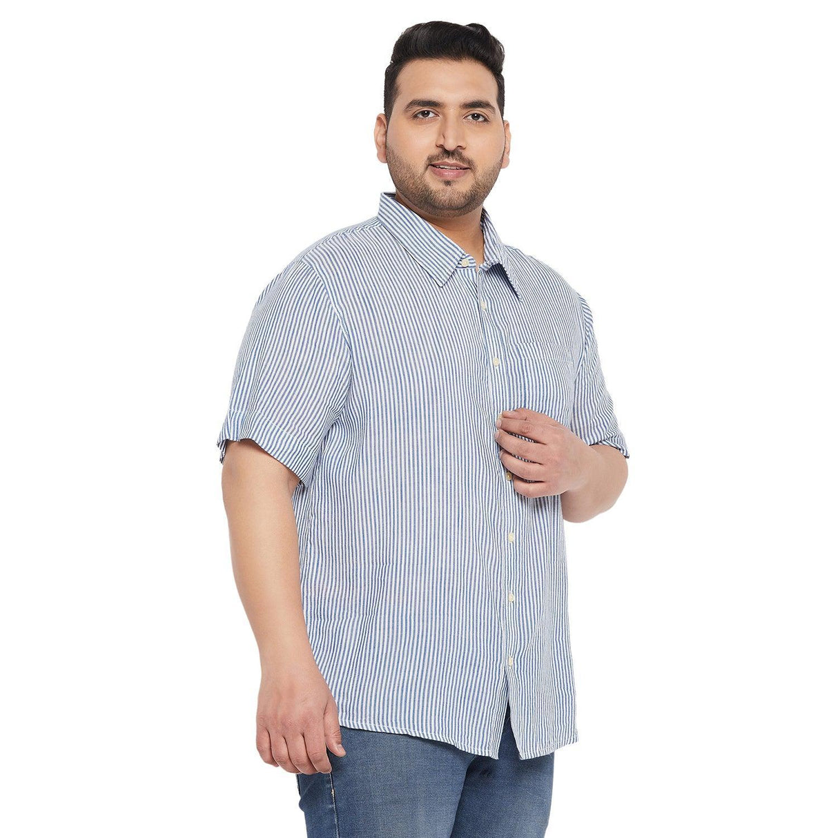 Men Plus Size Zach Striped Shirt - bigbanana