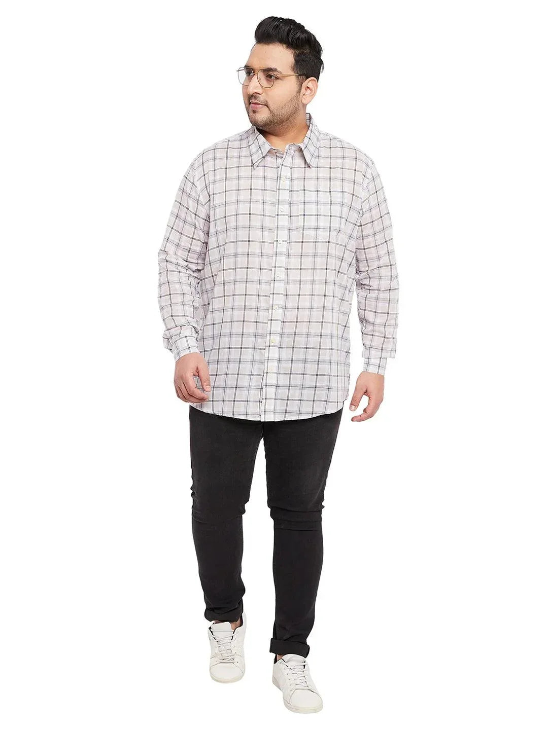 Men Plus Size Calip Check Shirt - bigbanana