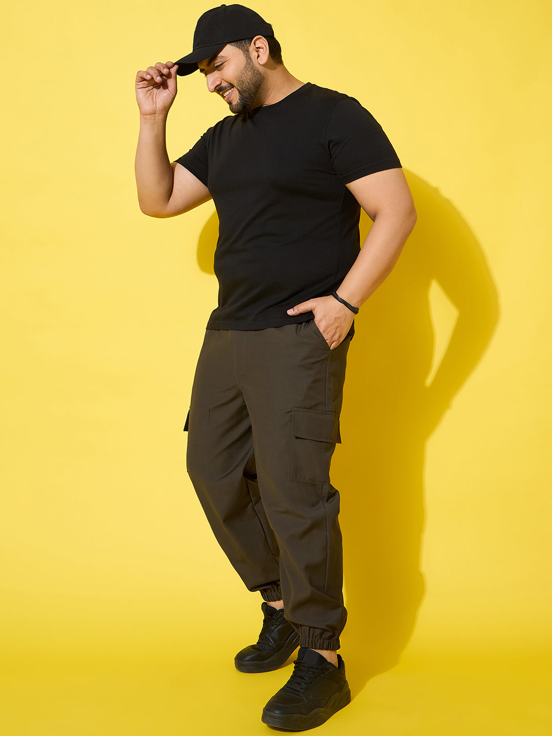 Men Plus Size Flex-Olive Solid Trouser