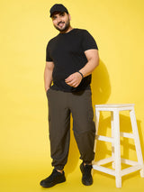 Men Plus Size Flex-Olive Solid Trouser