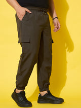 Men Plus Size Flex-Olive Solid Trouser