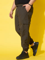 Men Plus Size Flex-Olive Solid Trouser