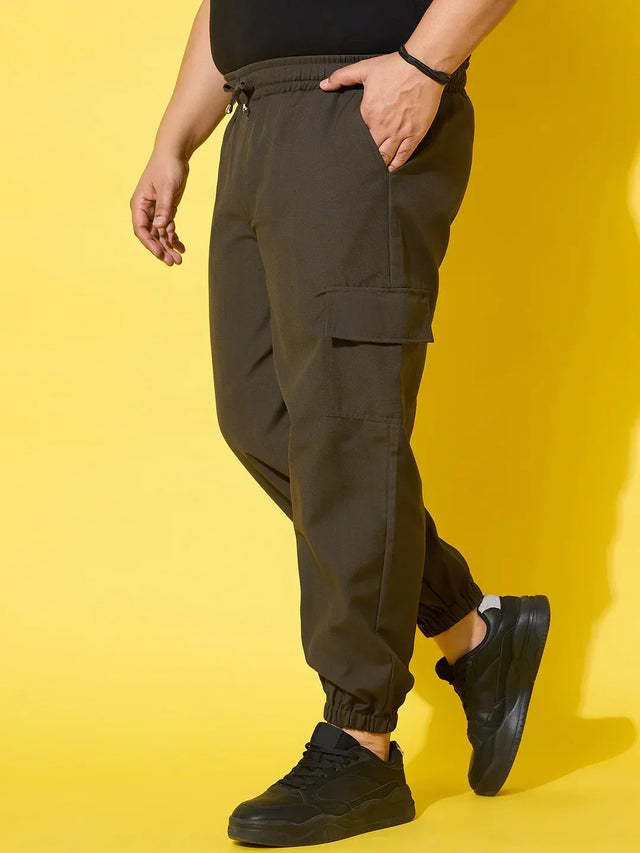 Men Plus Size Flex-Olive Solid Trouser