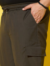 Men Plus Size Flex-Olive Solid Trouser