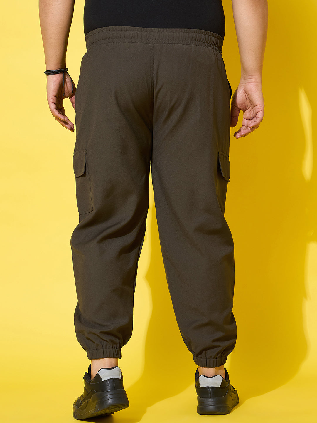 Men Plus Size Flex-Olive Solid Trouser