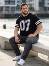 Men Plus Size Somerton Black Printed Round Neck Tshirts