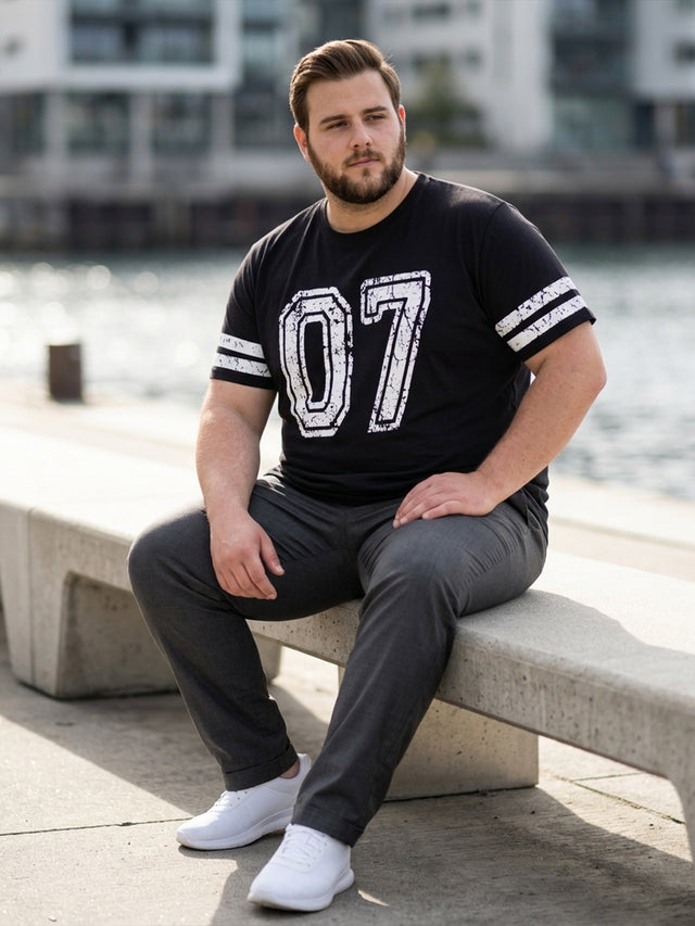Men Plus Size Somerton Black Printed Round Neck Tshirts