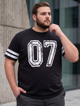 Men Plus Size Somerton Black Printed Round Neck Tshirts