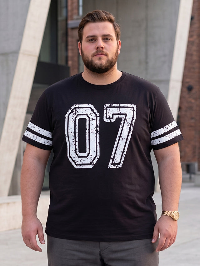 Men Plus Size Somerton Black Printed Round Neck Tshirts