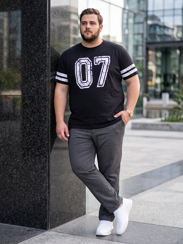 Men Plus Size Somerton Black Printed Round Neck Tshirts