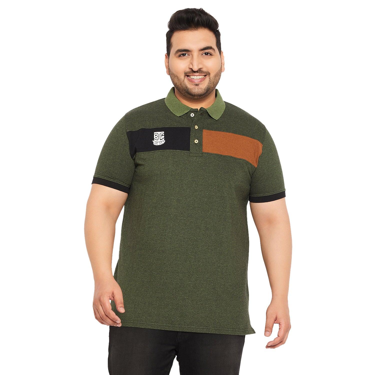 Men Plus Size Aaruz Colorblock Polo Tshirt - bigbanana