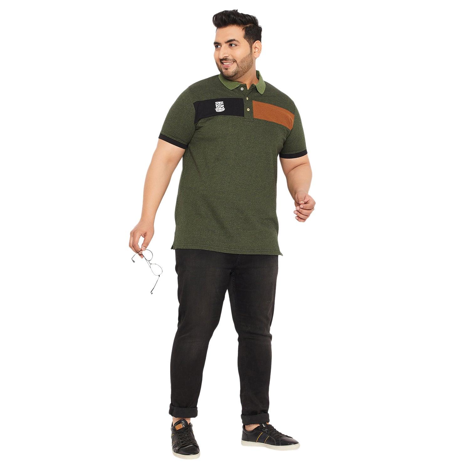 Men Plus Size Aaruz Colorblock Polo Tshirt - bigbanana