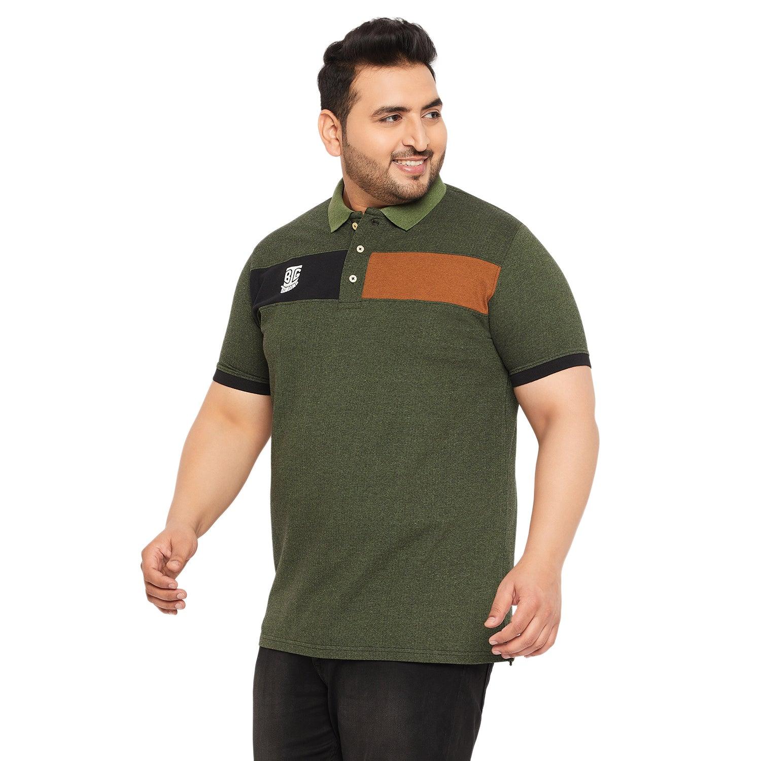 Men Plus Size Aaruz Colorblock Polo Tshirt - bigbanana