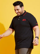 Men Plus Size Abell-Black-10 Solid Polo Tshirt - bigbanana