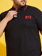 Men Plus Size Abell-Black-10 Solid Polo Tshirt - bigbanana