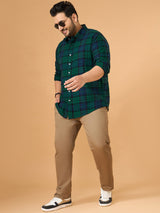 Men Plus Size Abyssal Multicolor Checkered Casual Shirt