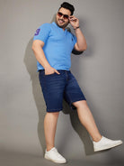 Men Plus Size Adeben-Navy Washed Shorts - bigbanana