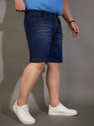 Men Plus Size Adeben-Navy Washed Shorts - bigbanana